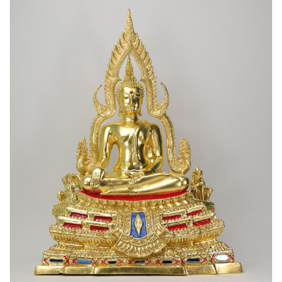 S/n:850 Phra Buddha ChinNaRat 5 Inches Lap Statue, Wat Yai 2568 Gold Leaf Pasted