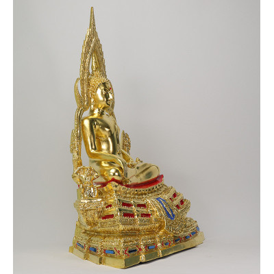 S/n:850 Phra Buddha ChinNaRat 5 Inches Lap Statue, Wat Yai 2568 Gold Leaf Pasted