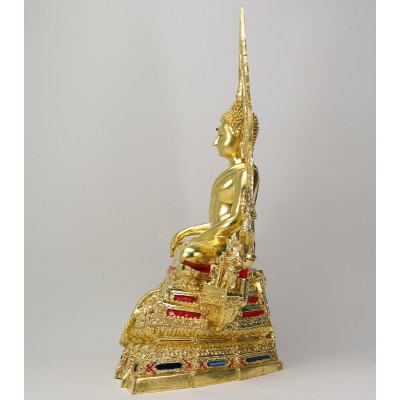 S/n:850 Phra Buddha ChinNaRat 5 Inches Lap Statue, Wat Yai 2568 Gold Leaf Pasted