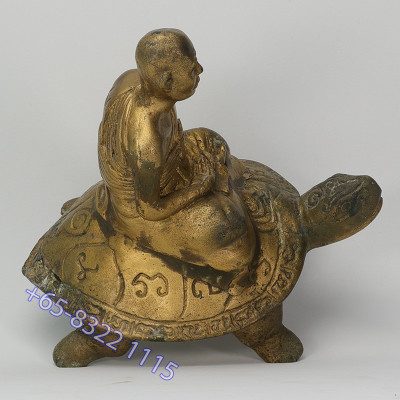 龙婆刘招財龟3寸底金身，龙婆刘87岁加持，佛历2532，高16cm