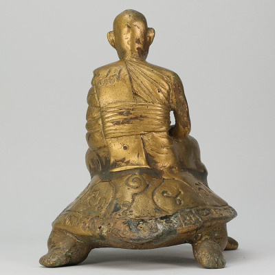 龙莆 刘 87 岁 佛历2532 招财y 龟 金身 16cm Wat RaiTangThong