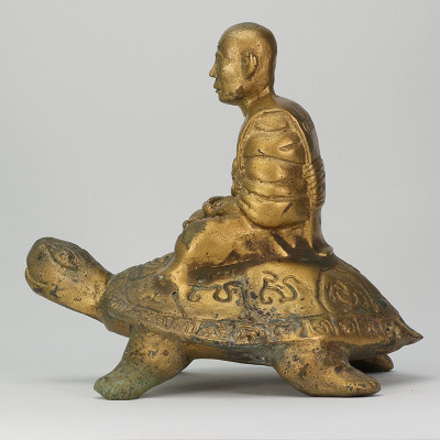龙莆 刘 87 岁 佛历2532 招财y 龟 金身 16cm Wat RaiTangThong
