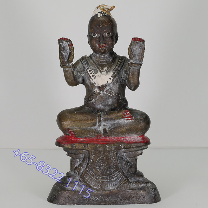 LP Yam 2536 KuManThong Statue Wat SamNgam, Bones, Handwritten Talisman