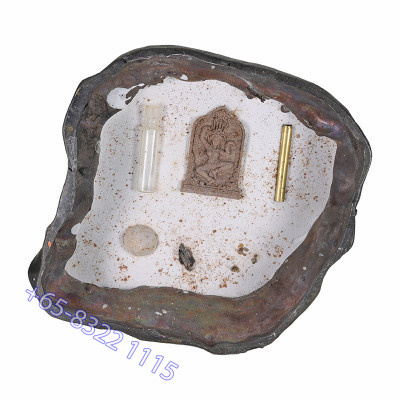 LP Nien Wat  B.E.2555 Tiger Head Phra Lersi Gold Pasted Statue 25cm S/n:728