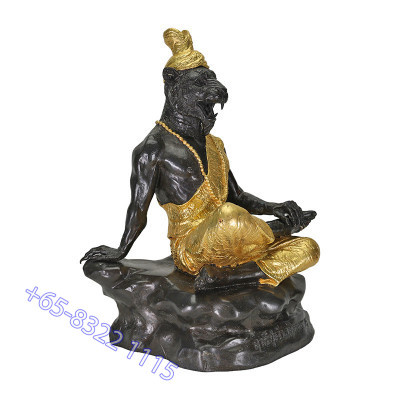 LP Nien Wat  B.E.2555 Tiger Head Phra Lersi Gold Pasted Statue 25cm S/n:728