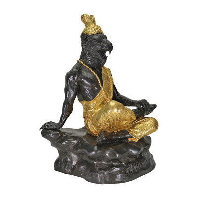LP Nien Wat  B.E.2555 Tiger Head Phra Lersi Gold Pasted Statue 25cm S/n:728