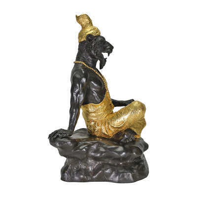 LP Nien Wat  B.E.2555 Tiger Head Phra Lersi Gold Pasted Statue 25cm S/n:728