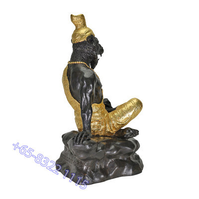 LP Nien Wat  B.E.2555 Tiger Head Phra Lersi Gold Pasted Statue 25cm S/n:728