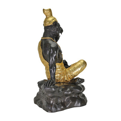 LP Nien Wat  B.E.2555 Tiger Head Phra Lersi Gold Pasted Statue 25cm S/n:728