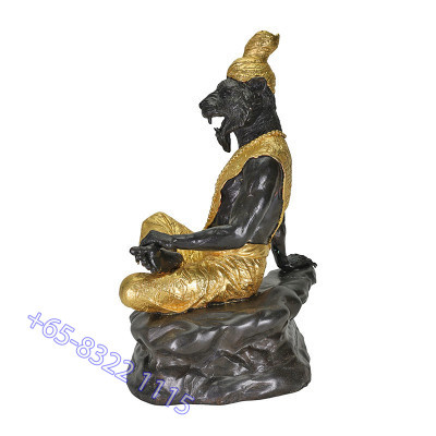 LP Nien Wat  B.E.2555 Tiger Head Phra Lersi Gold Pasted Statue 25cm S/n:728