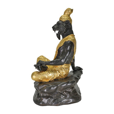 LP Nien Wat  B.E.2555 Tiger Head Phra Lersi Gold Pasted Statue 25cm S/n:728