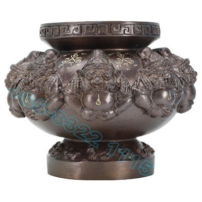 9 Famous Monks Chanted LP Nu-Inn 2557 Phra Rahu Joss Stick Burner, Height 11.5cm (S)