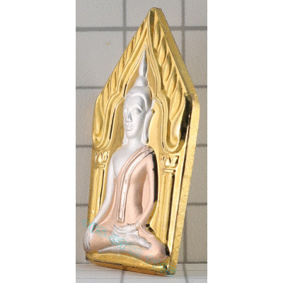 LP Poon Wat Phailom B.E.2548 Phra KhunPaen 3k Plated Gold Colour 4.5cm