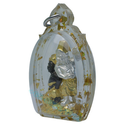 大爺, 二爺 阿赞 苏宾 佛历2566, 镀 金, 银 & 黑 3.2cm