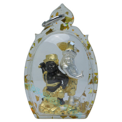 大爺, 二爺 阿赞 苏宾 佛历2566, 镀 金, 银 & 黑 3.2cm