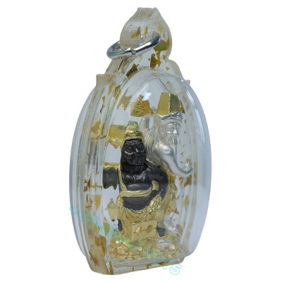 大爺, 二爺 阿赞 苏宾 佛历2566, 镀 金, 银 & 黑 3.2cm
