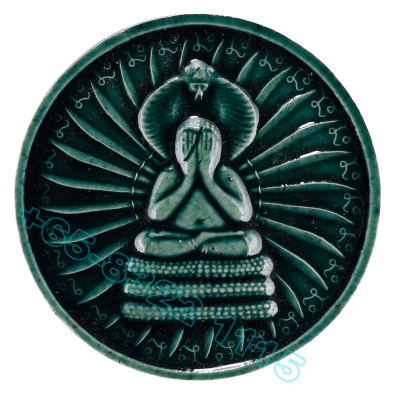 Ajahn KhunPan B.E.2546 Phra Pidta Green Ceramic 4.5cm 7x Ceremony