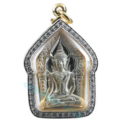 LP Namfon Wat Phailom B.E.2552 Phra KhunPaen & Kuman Silver 4cm, Italy Gold Casing